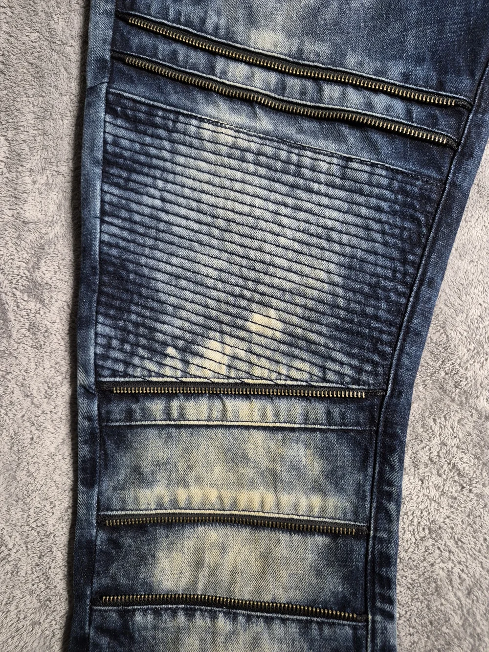 PRPS Men's Buttonfly Biker Jeans Blue Size 36 Ribbed Multi Zipper Denim EUC